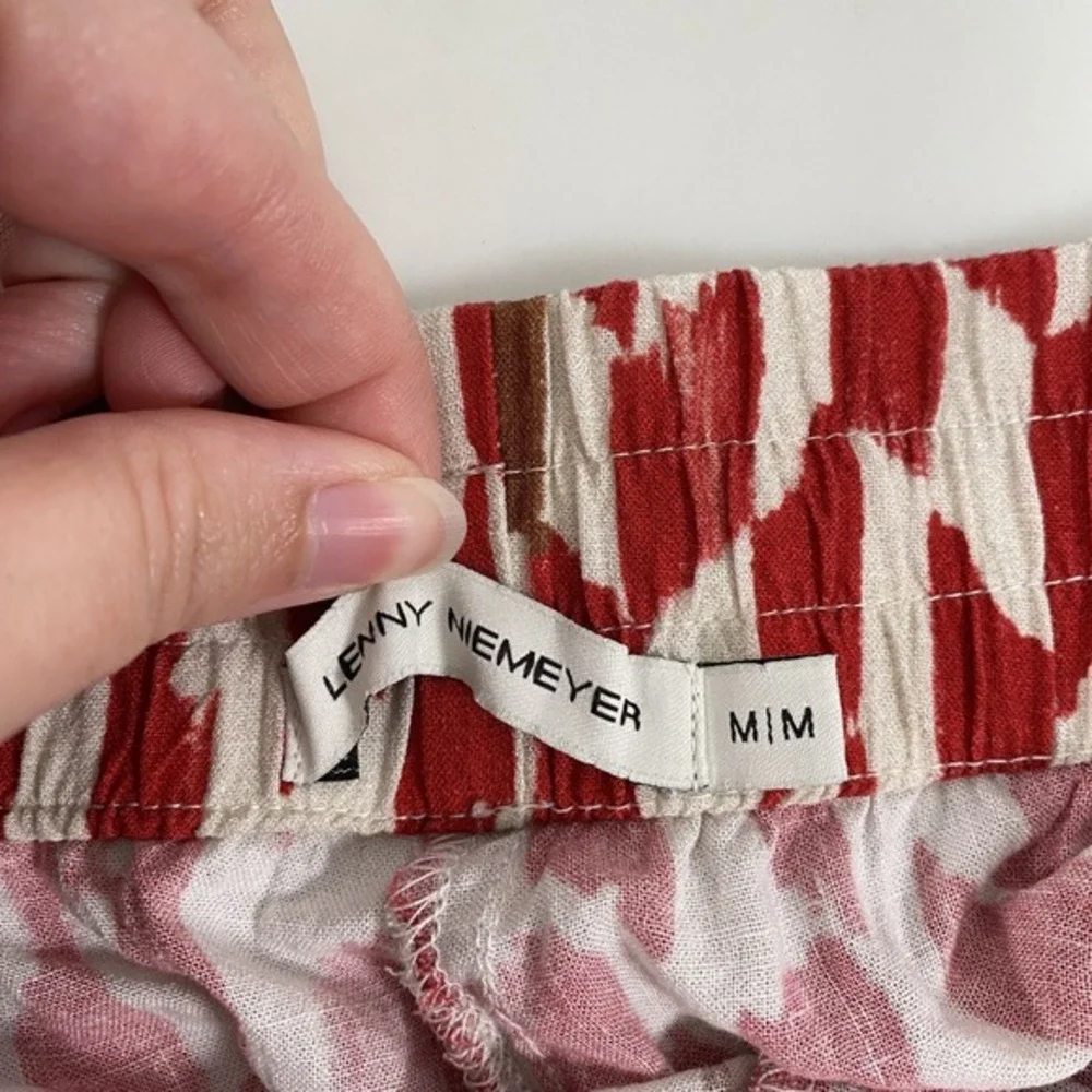 Red Patterned Elastic Waist Women's Shorts